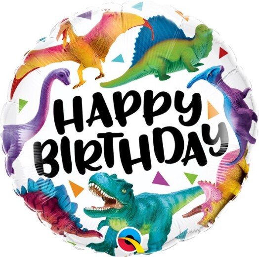 18" Birthday Colourful Dinosaurs Foil Balloon