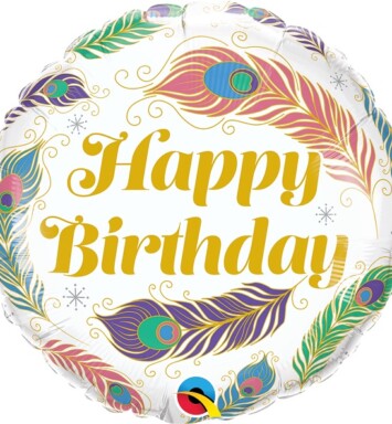 18" Birthday Peacock Feathers Foil Balloon