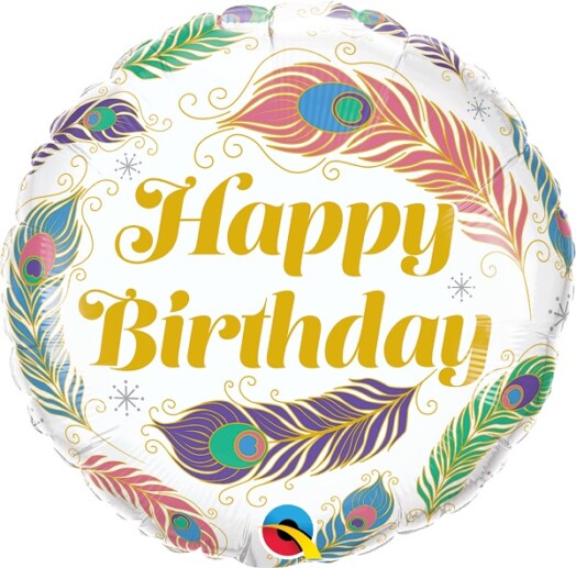 18" Birthday Peacock Feathers Foil Balloon