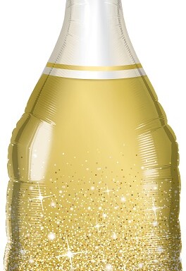 Golden Bubbly Wine Bottle Super Shape Foil Balloon