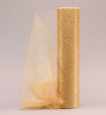 30cm x 25yds Tulle Gold Glitter