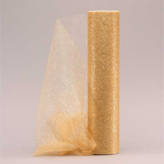 30cm x 25yds Tulle Gold Glitter