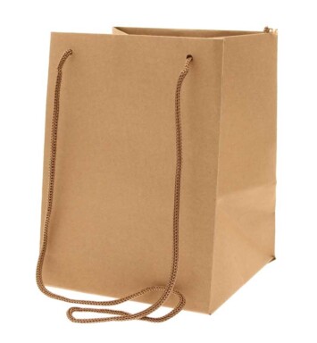 19x25cm Hand Tie Bag 10pk Natural Kraft