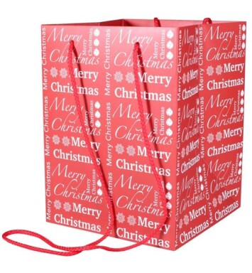 19x25cm Hand Tie Bag 10pk Red Merry Christmas