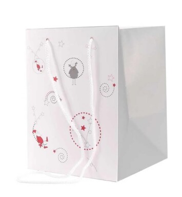 19x25cm Hand Tie Bag 10pk Santa Reindeer