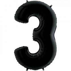 26" Black Number 3 Foil Balloon