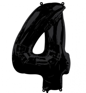 Large Black Number 4 Foil Balloon