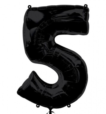 Large Black Number 5 Foil Balloon