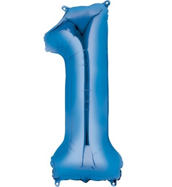 16" Mini Shape Number Balloon 1 - Blue