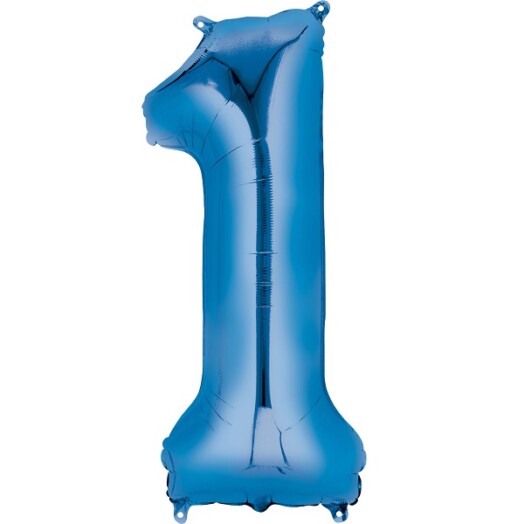 16" Mini Shape Number Balloon 1 - Blue