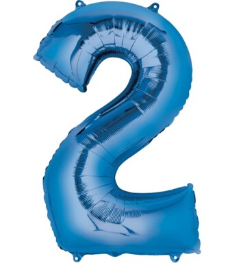 16" Mini Shape Number Balloon 2 - Blue