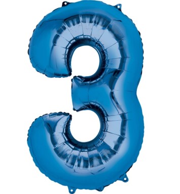 16" Mini Shape Number Balloon 3 - Blue