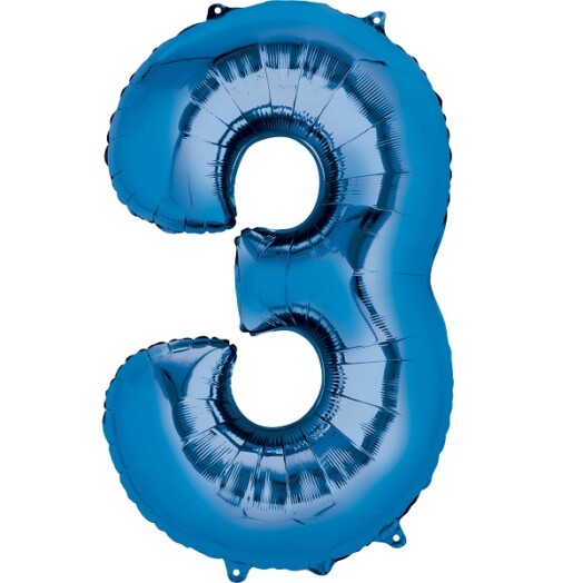 16" Mini Shape Number Balloon 3 - Blue