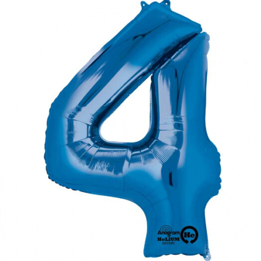 16" Mini Shape Number Balloon 4 - Blue