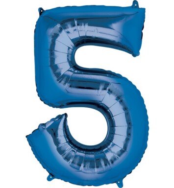 16" Mini Shape Number Balloon 5 - Blue