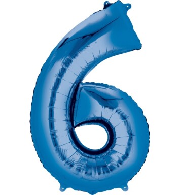 16" Mini Shape Number Balloon 6 - Blue