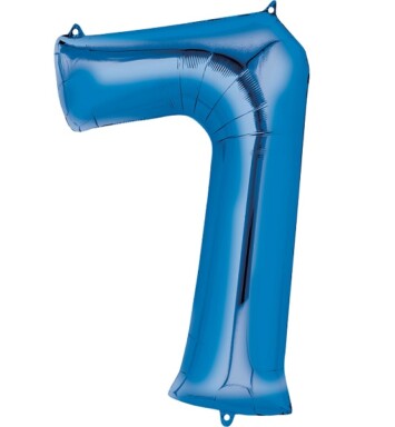 16" Mini Shape Number Balloon 7 - Blue