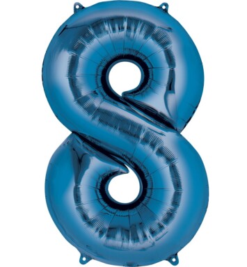 Large Blue Number 8 Foil Balloon