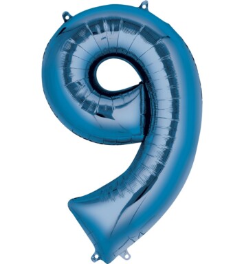 16" Mini Shape Number Balloon 9 - Blue