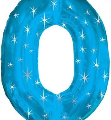 Large Blue Sparkle Number 0 Foil Balloon
