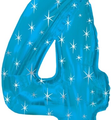 Large Blue Sparkle Number 4 Foil Balloon