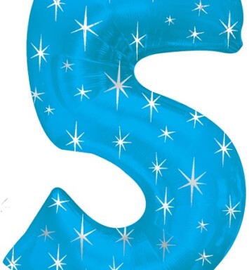 Large Blue Sparkle Number 5 Foil Balloon