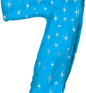 Large Blue Sparkle Number 7 Foil Balloon