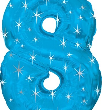 Large Blue Sparkle Number 8 Foil Balloon
