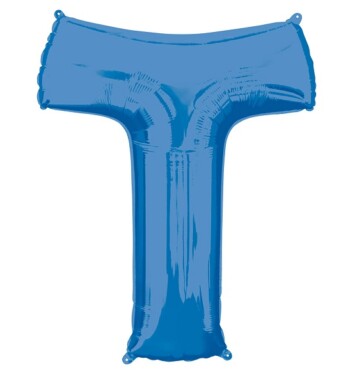 Large Blue Letter T Foil Balloon
