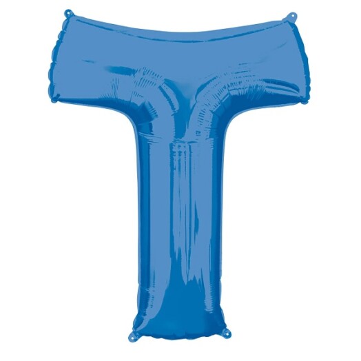 Large Blue Letter T Foil Balloon