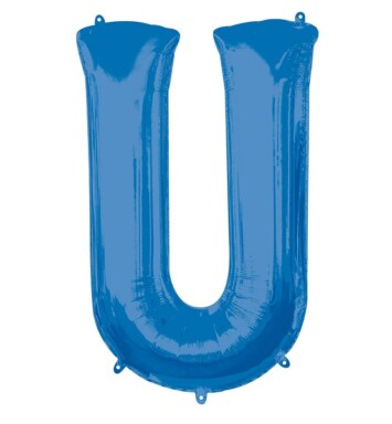 Large Blue Letter U Foil Balloon