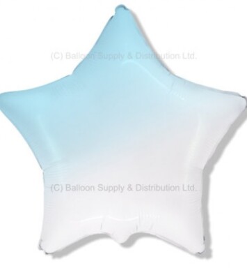 Unpackaged 32" Gradient White & Baby Blue Star Foil Balloon