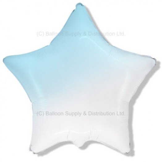 Unpackaged 32" Gradient White & Baby Blue Star Foil Balloon