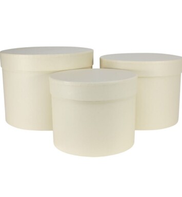 Set of 3 Round Hat Boxes - Cream