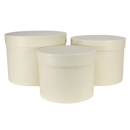 Set of 3 Round Hat Boxes - Cream