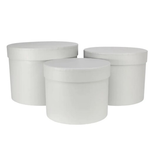 Set of 3 Round Hat Boxes - Grey