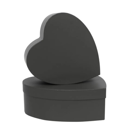 Set of 2 Heart Hat Boxes - Black