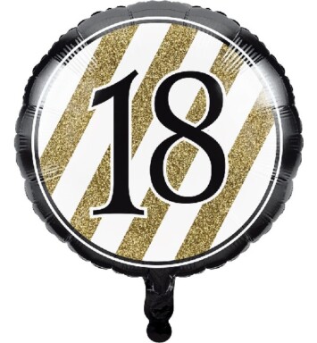 17" Black & Gold 18th Foil Balloon