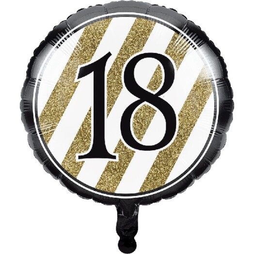 17" Black & Gold 18th Foil Balloon