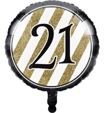 17" Black & Gold 21st Foil Balloon