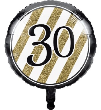 17" Black & Gold 30th Foil Balloon
