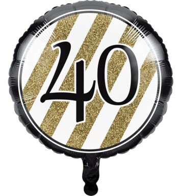 17" Black & Gold 40th Foil Balloon