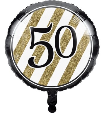 17" Black & Gold 50th Foil Balloon