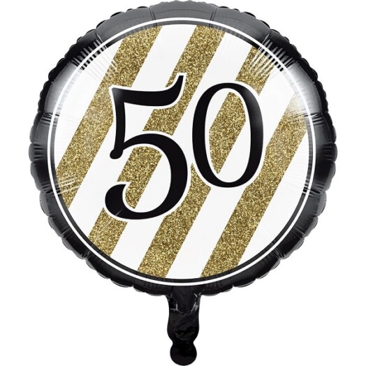 17" Black & Gold 50th Foil Balloon