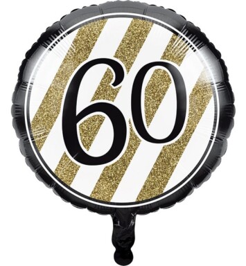17" Black & Gold 60th Foil Balloon