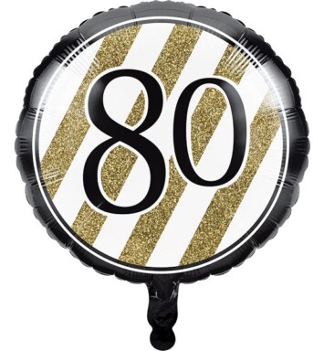 17" Black & Gold 80th Foil Balloon