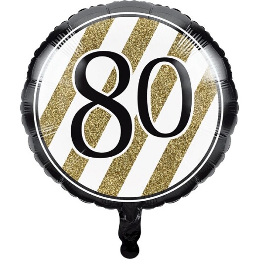 17" Black & Gold 80th Foil Balloon