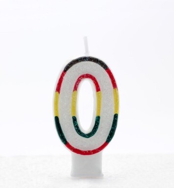 Age 0 Multi Coloured Number Candle