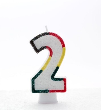 Age 2 Multi Coloured Number Candle