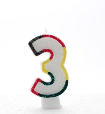 Age 3 Multi Coloured Number Candle